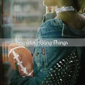 NWT Sparkling Bling Swarovski Crystal Football Clutch Purse Bag Super Bo…